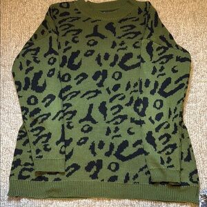 Graphic Green and Black Crew Neck Sweater